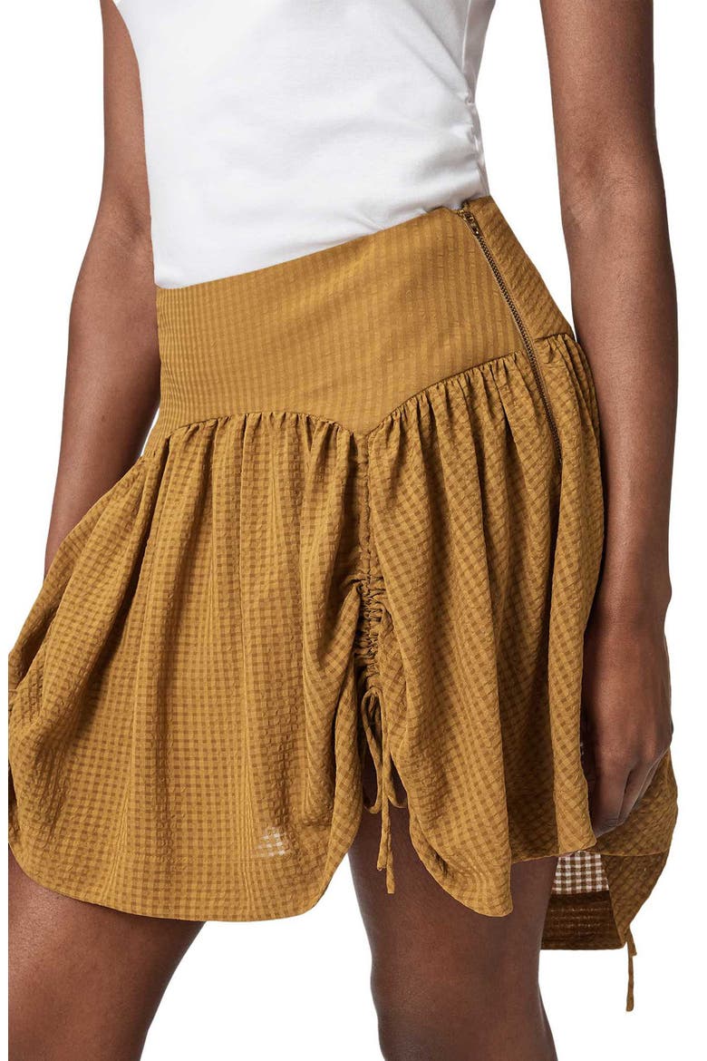 Aria Ruched Miniskirt, Alternate, color, GOLDEN BROWN
