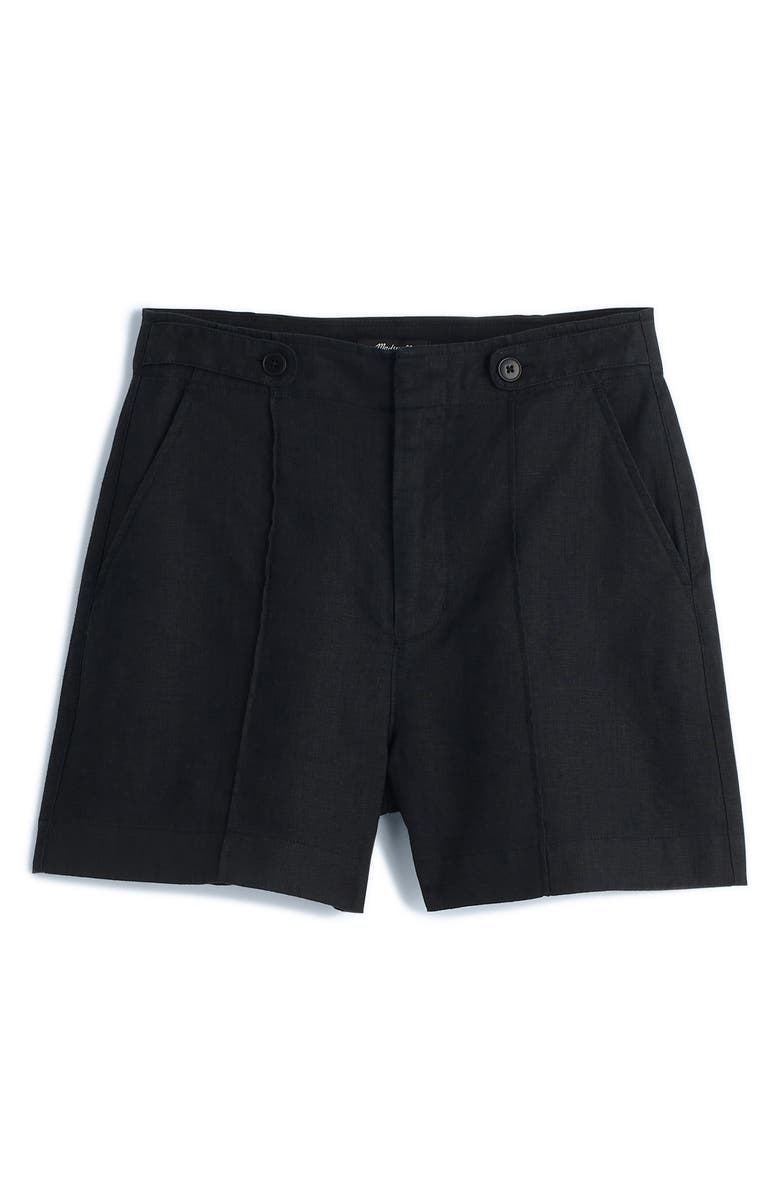 Madewell Clean Button Tab Linen Shorts, Alternate, color,
