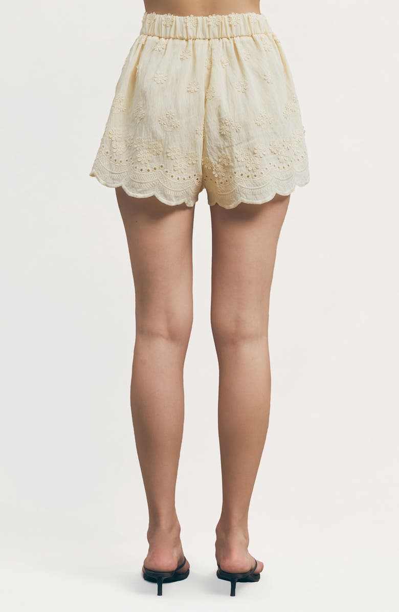 MAUDE CLUB Nellie Floral Appliqué Shorts, Alternate, color, Butter Yellow