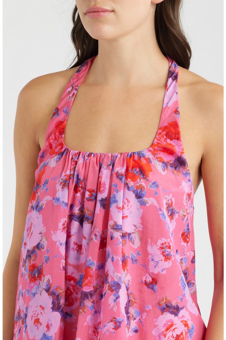 Lovie Floral Halter Minidress, Alternate, color, ROSE FRAISE