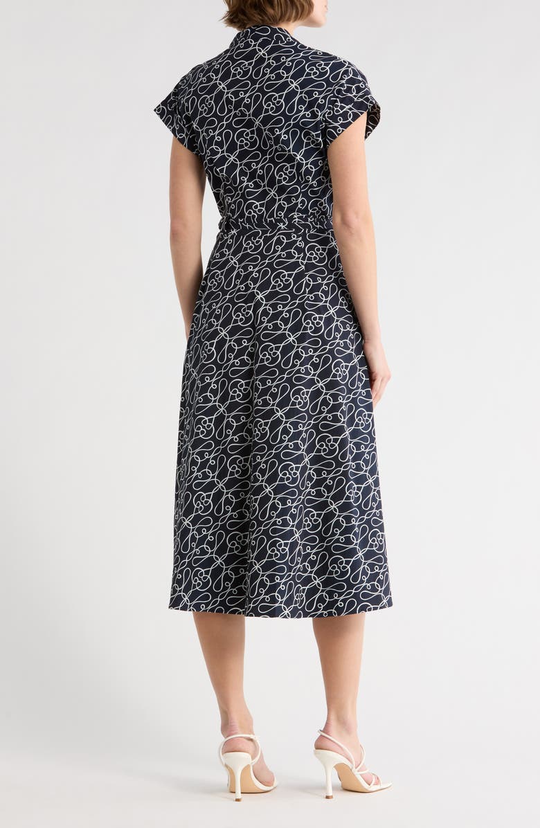 T Tahari Short Sleeve Fit & Flare Midi Dress, Alternate, color, Knotted Dream Print