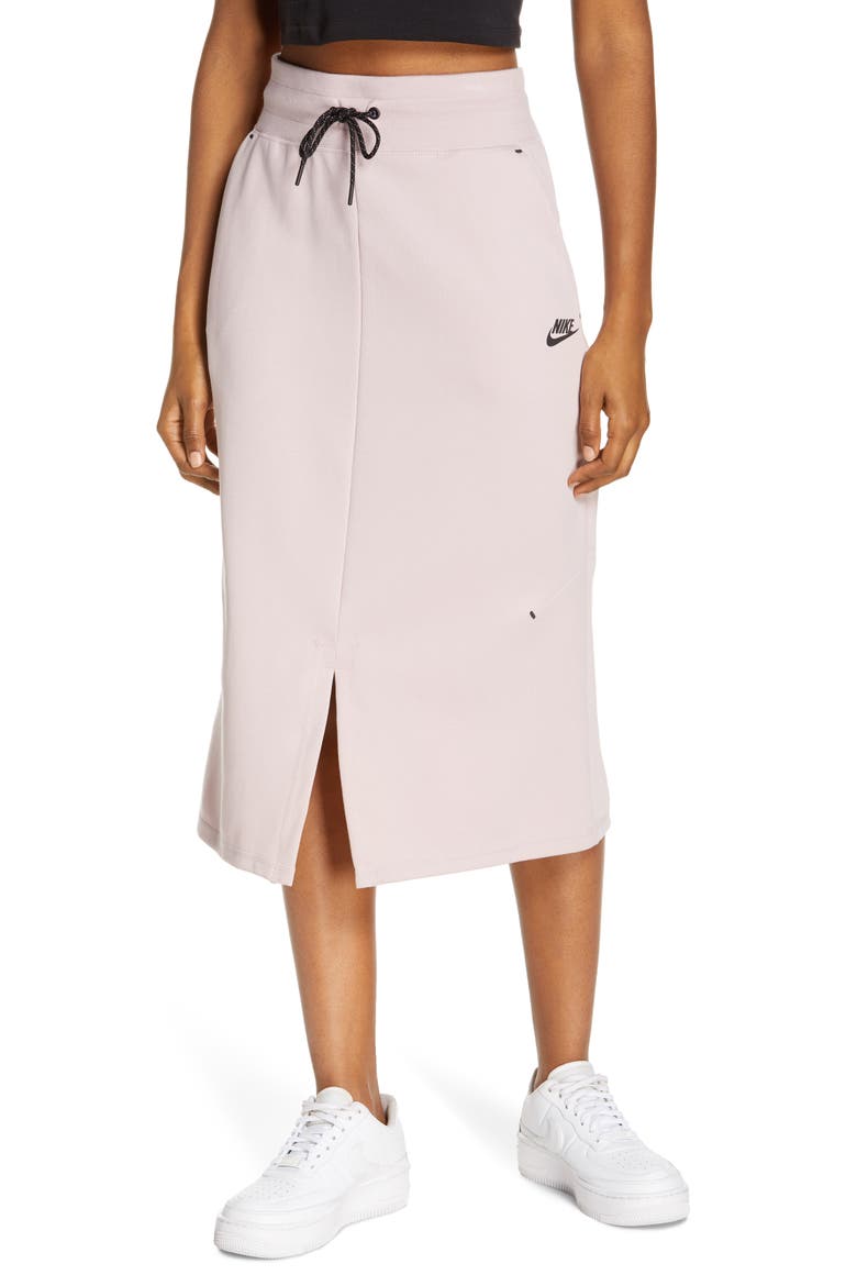 Sportswear Tech Fleece Midi Skirt, Main, color, CHAMPAGNE/ BLACK