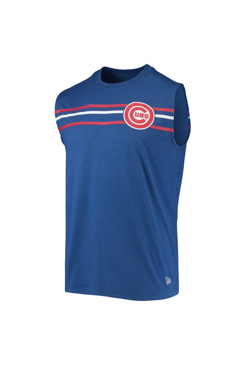 Men's New Era Heathered Royal Chicago Cubs Muscle Tank Top, Alternate, color, Heather Royal