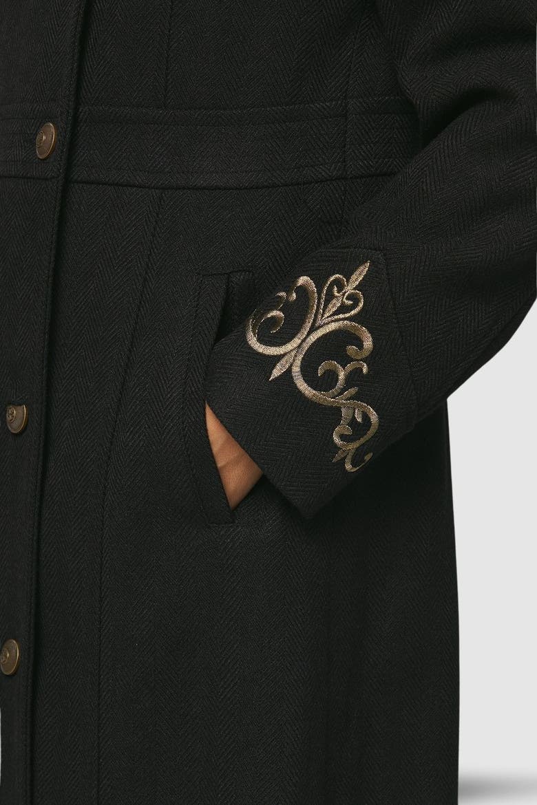 Faux Fur Military Coat, Alternate, color, Black