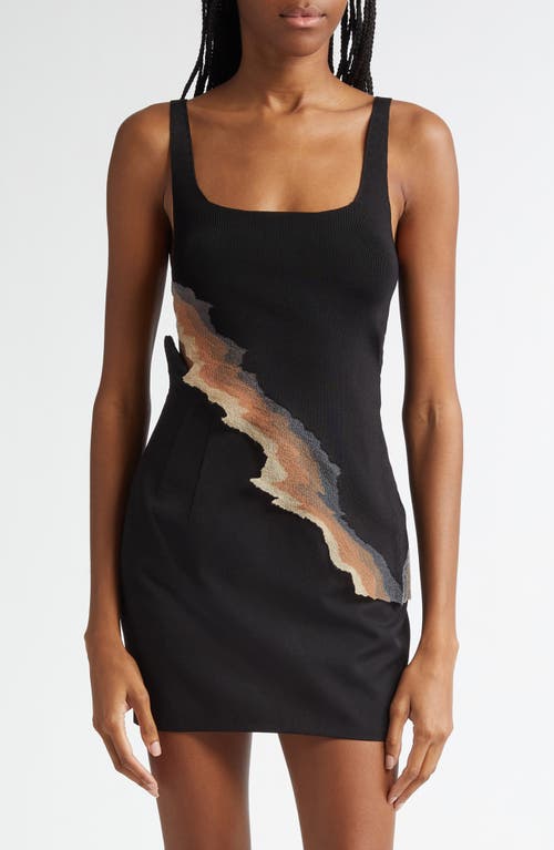 GRACE LING Flame Asymmetric Tank Top in Black Flame 