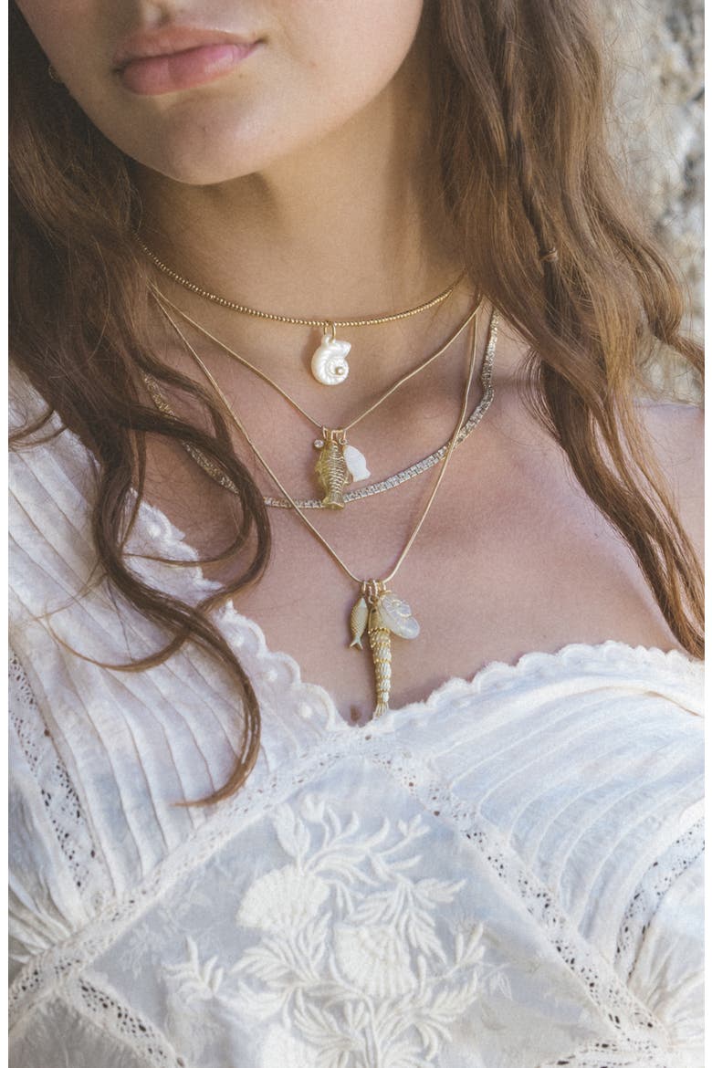Tide Whisper Charm Necklace, Alternate, color, GOLD