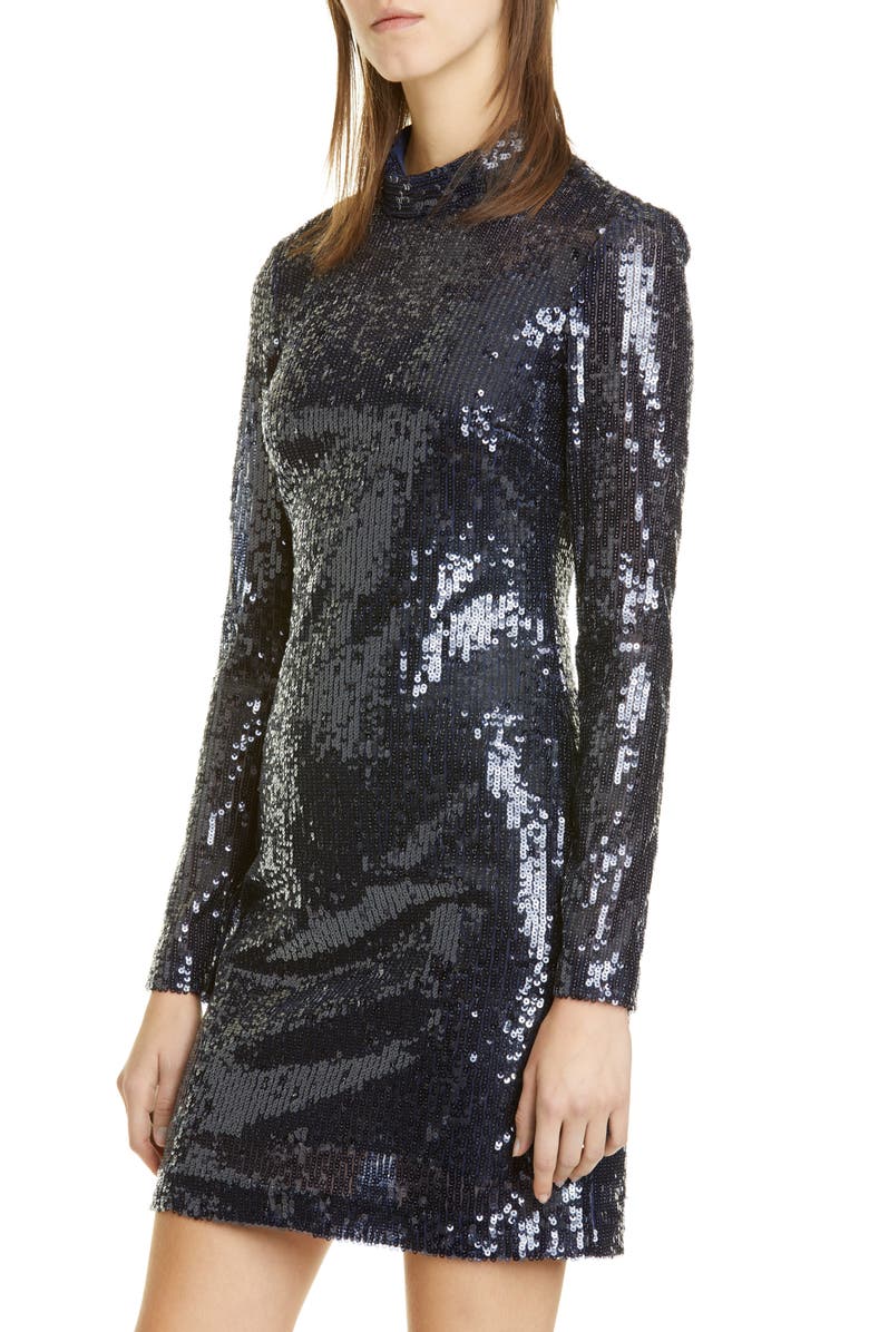 STAUD Liza Sequin Long Sleeve Minidress, Alternate, color, 