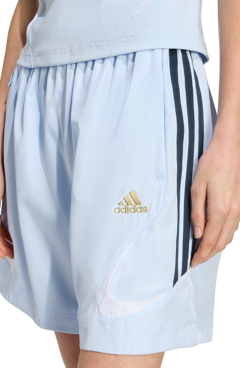 adidas Originals Teamgeist Adicolor Shorts, Alternate, color, Crystal Sky/ Aurora Ink/ White