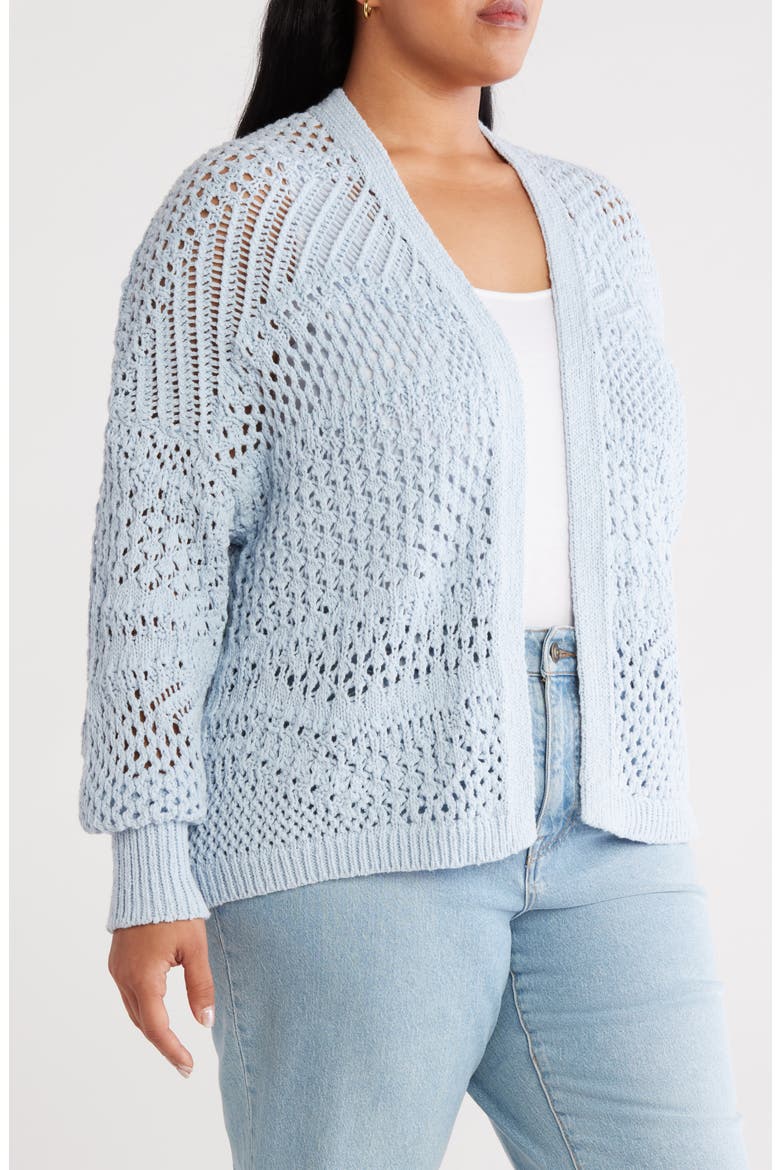 Openwork Slouchy Cotton Cardigan, Alternate, color, BLUE SKYWAY