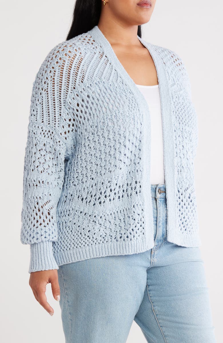 Treasure & Bond Openwork Slouchy Cotton Cardigan, Alternate, color, Blue Skyway