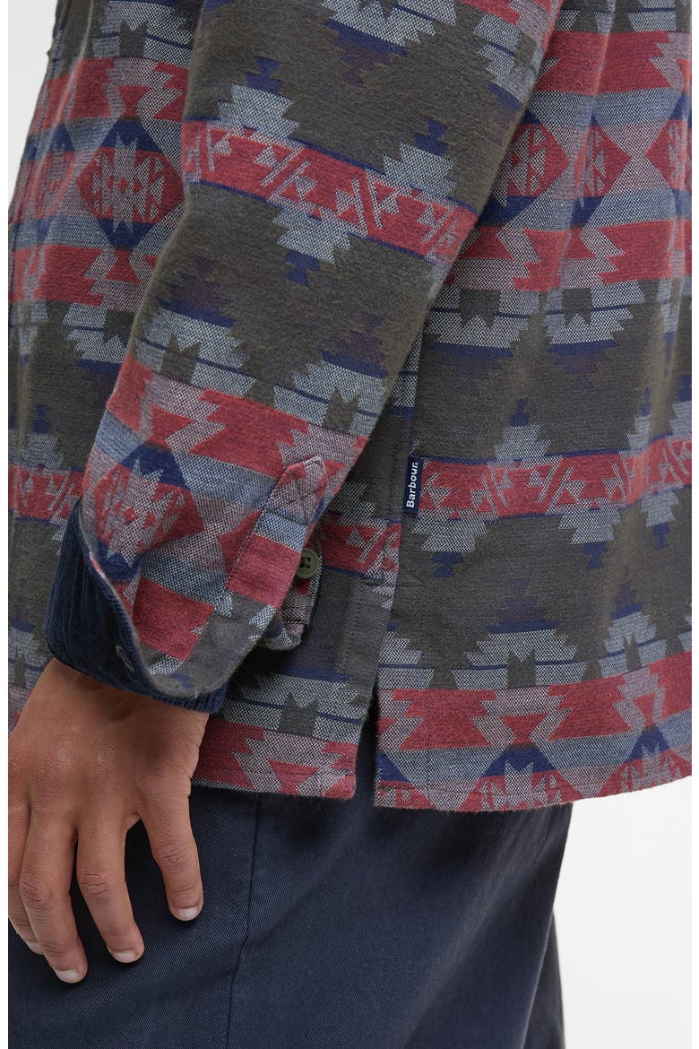 Greatend Relaxed Geometric Jacquard Shirt, Alternate, color, OLIVE