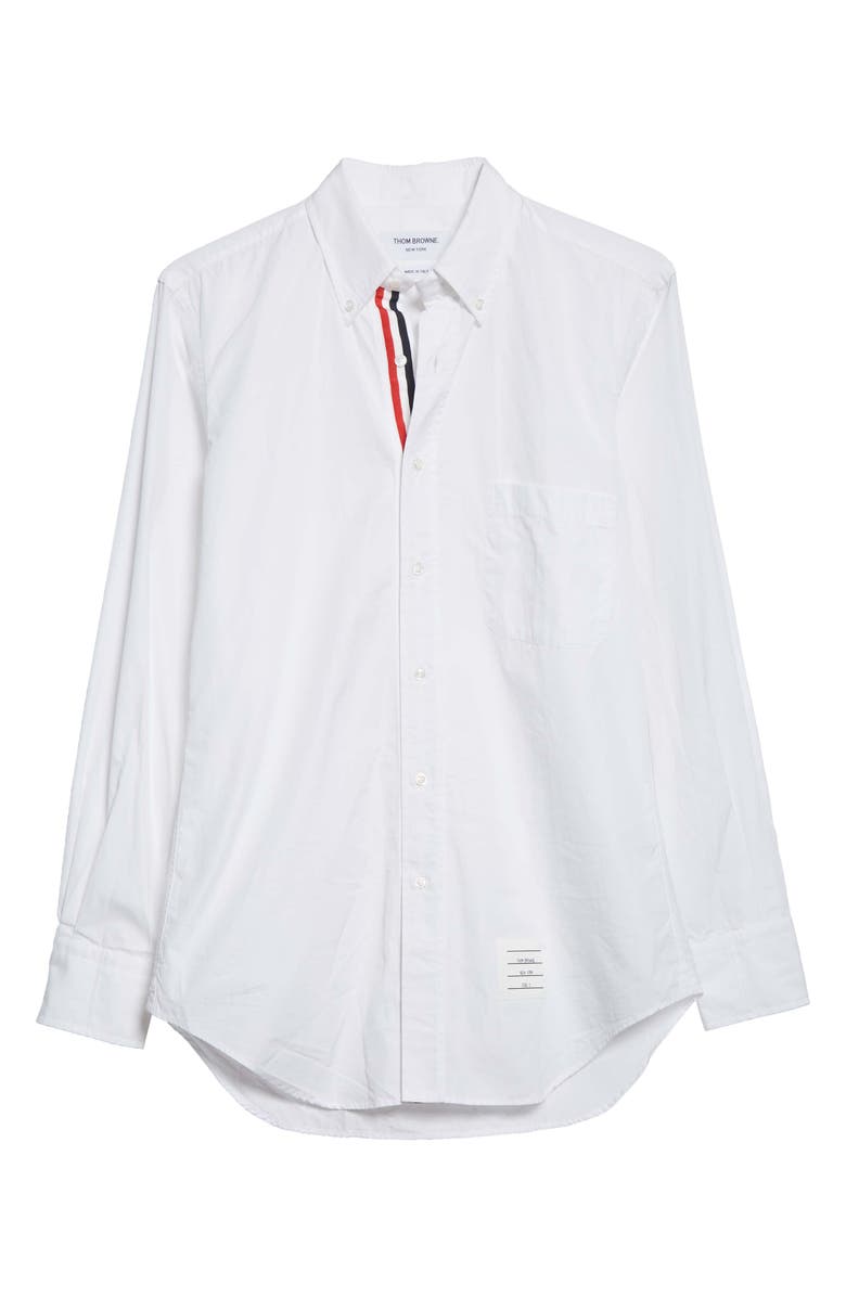 Thom Browne Classic Fit Poplin Button-Up Shirt, Alternate, color, 100 White