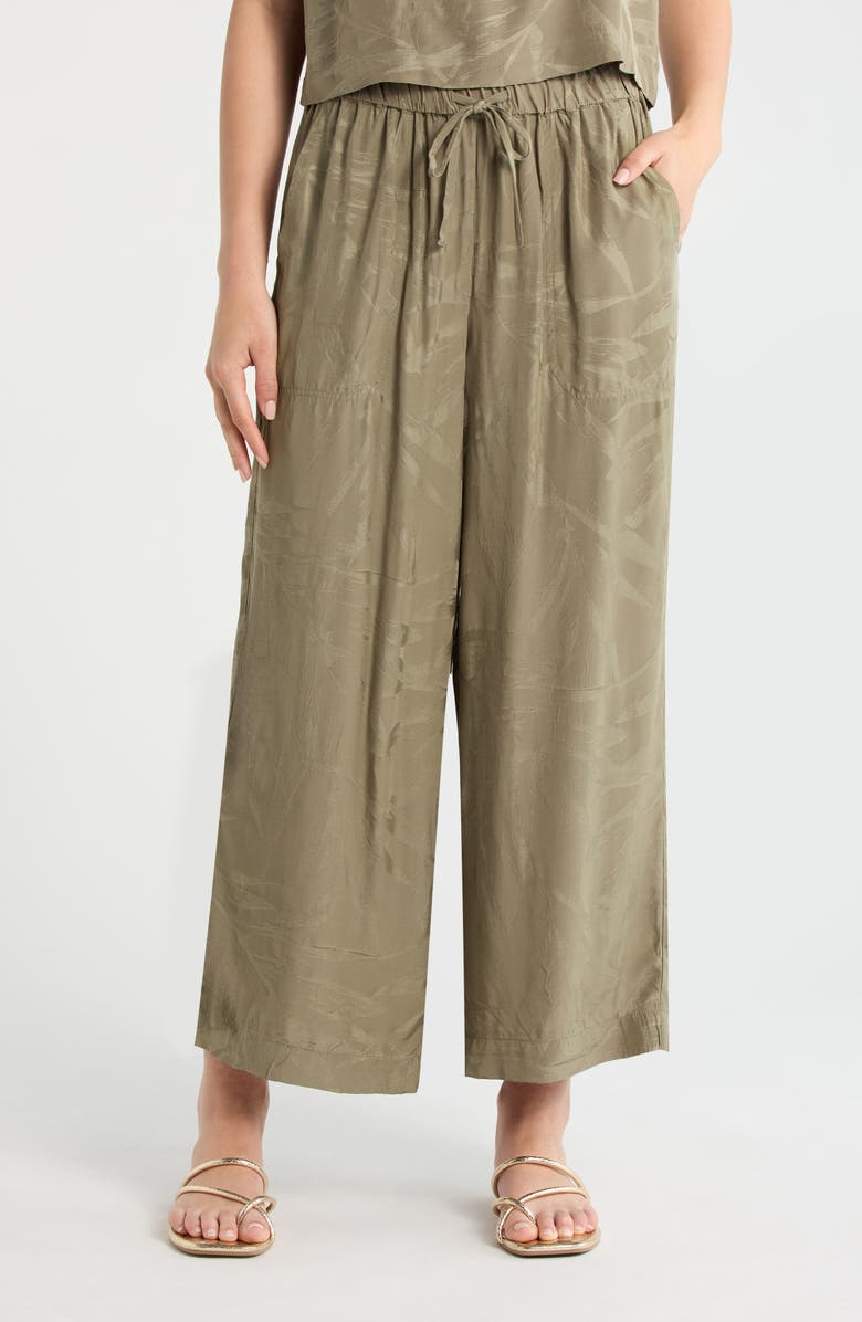 Splendid Angie Jacquard Palazzo Ankle Pants, Main, color, Soft Green