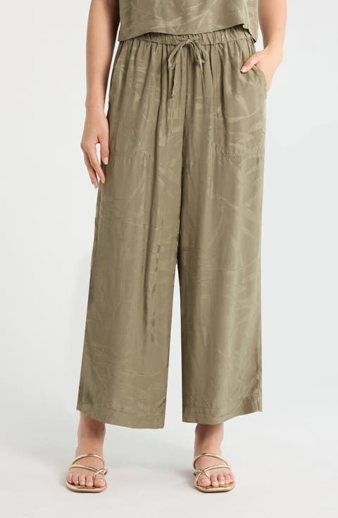 Angie Jacquard Palazzo Ankle Pants