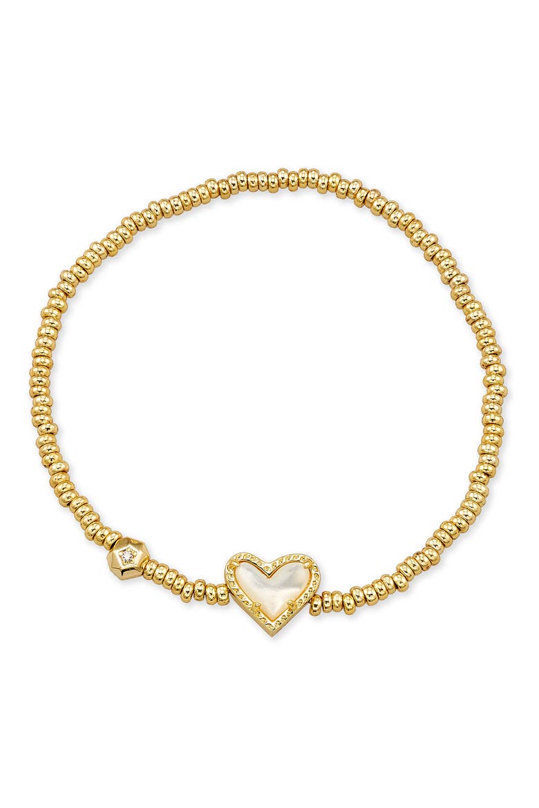 Ari Heart Stretch Bracelet, Main, color, GOLD IVORY MOTHER OF PEARL
