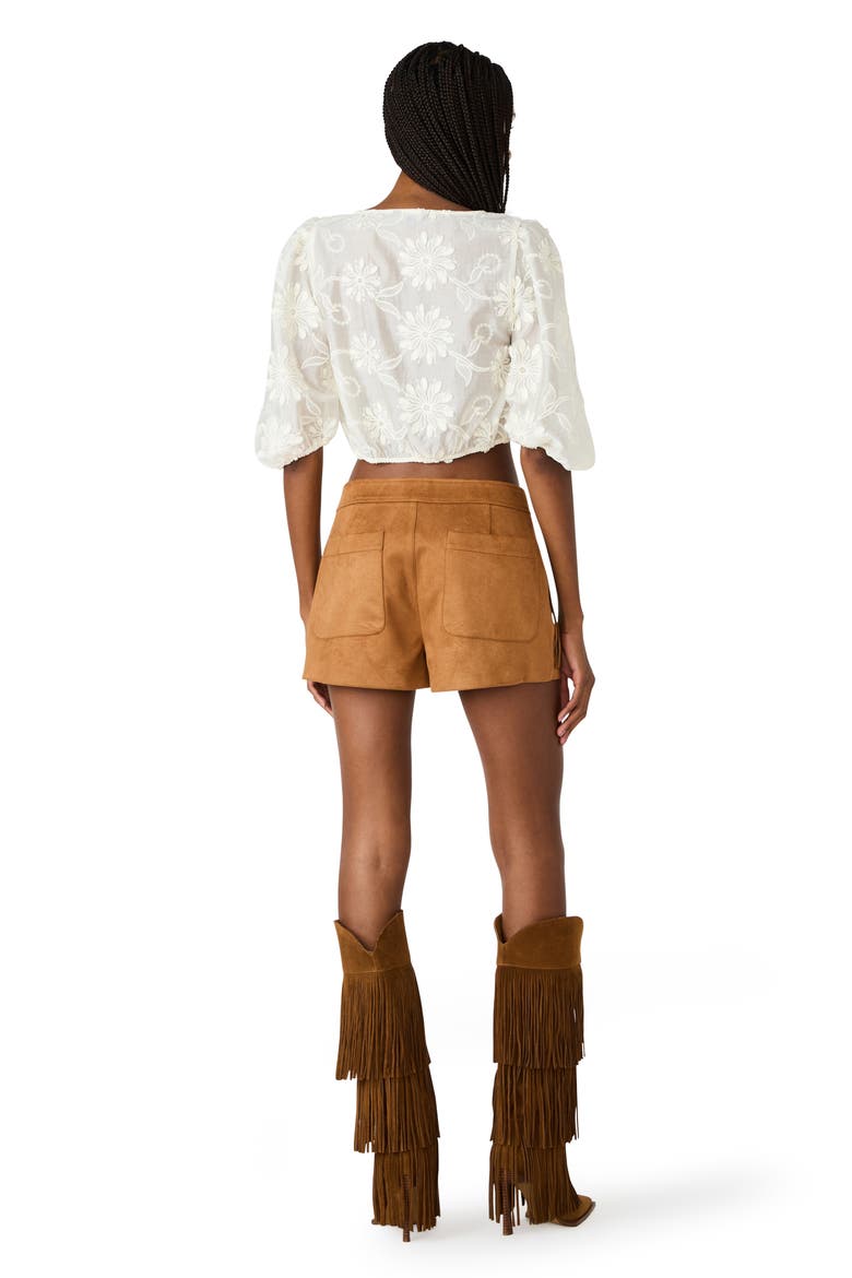 Cheyenne Fringe Detail Faux Suede Shorts, Alternate, color, CHICORY COFFEE