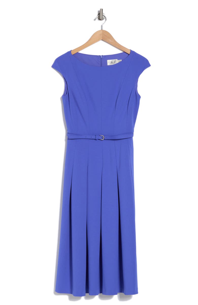 Eliza J Bateau Neck Cap Sleeve Midi Dress, Alternate, color, Periwinkle