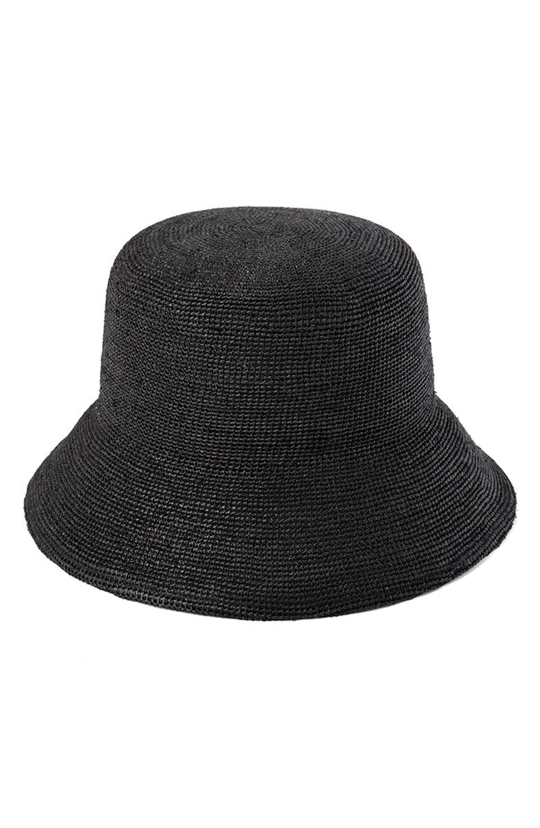 Lack of Color The Inca Raffia Bucket Hat, Main, color, Black