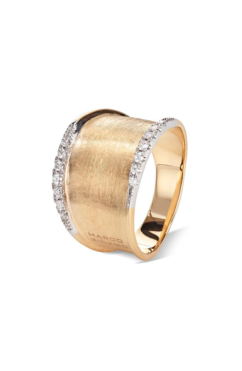 Marco Bicego Medium Lunaria 18K Yellow Gold & Diamond Ring, Main, color, 18K Yellow Gold
