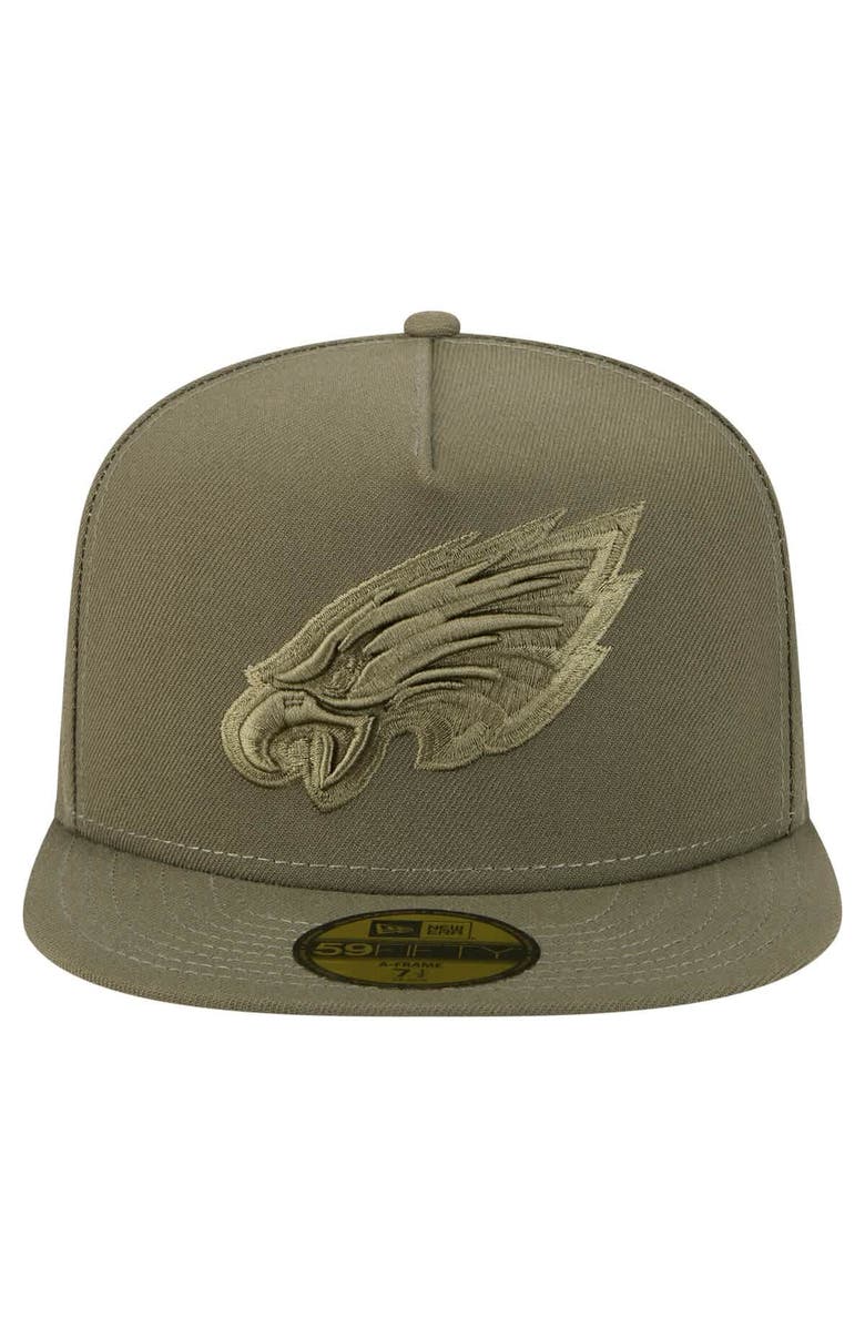 New Era Men's New Era  Olive Philadelphia Eagles Color Pack A-Frame 59FIFTY Fitted Hat, Alternate, color, Olive