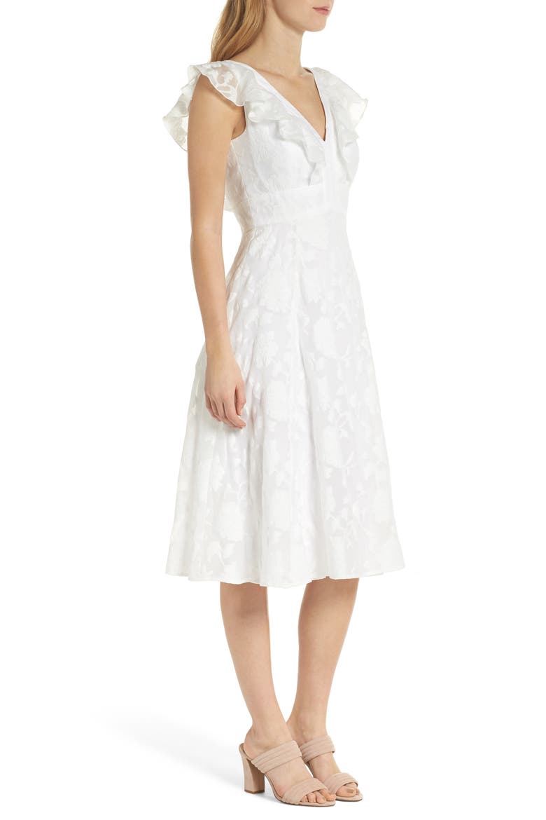 Susie Floral Organza Fit & Flare Dress, Alternate, color, WHITE