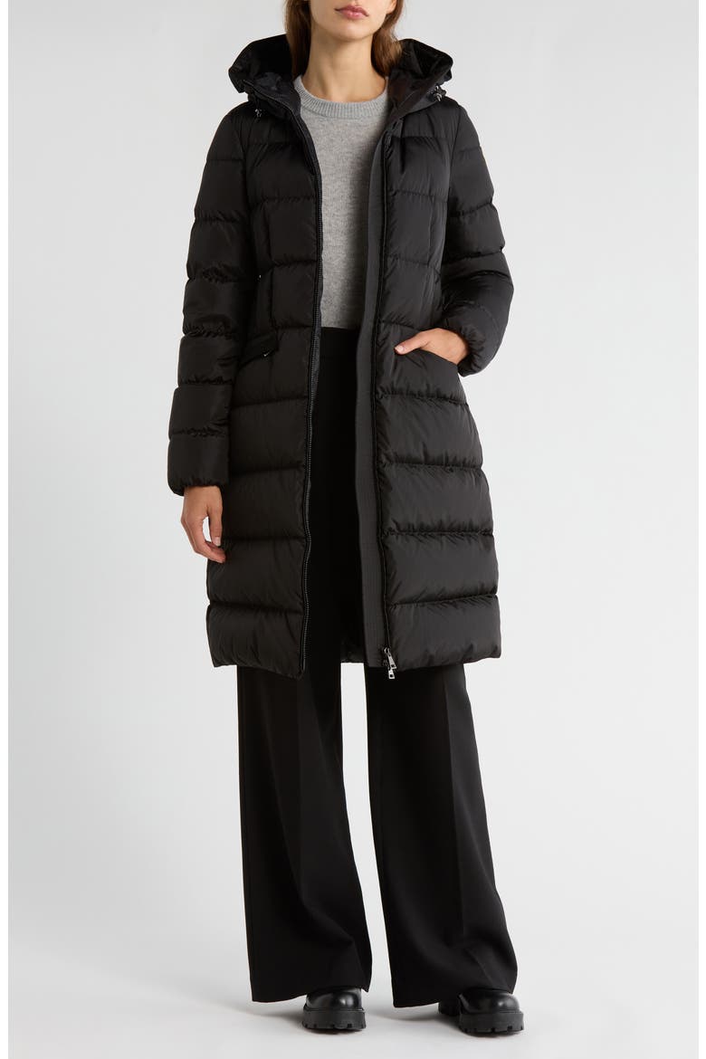 Avocette Hooded Quilted Down Puffer Coat, Alternate, color, BLACK