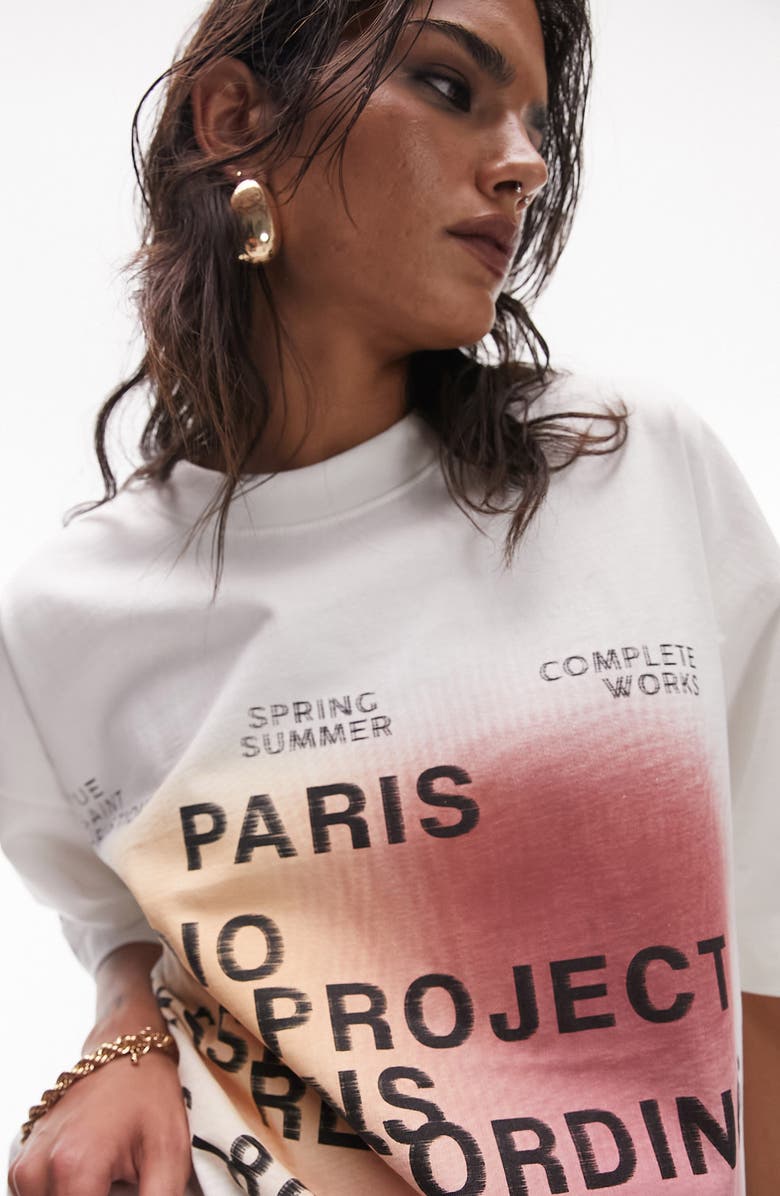 Topshop Paris Oversize Graphic T-Shirt, Alternate, color, 