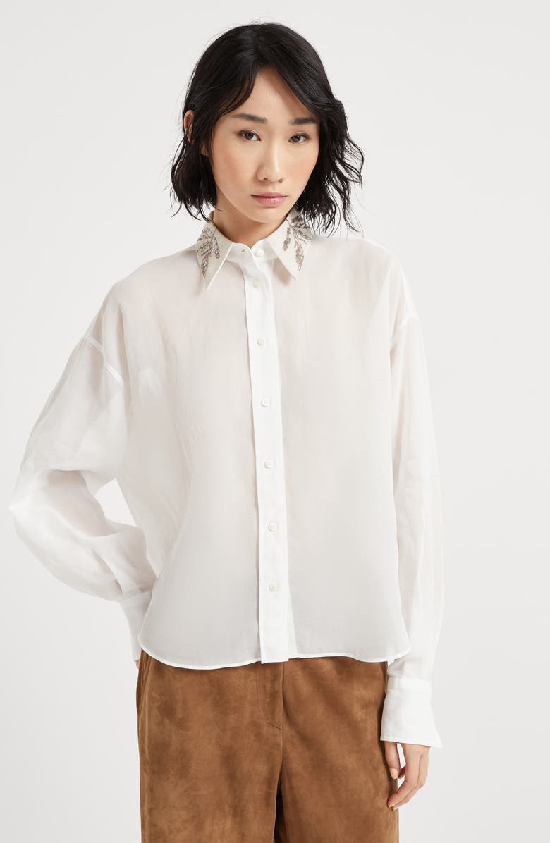 Brunello Cucinelli Flora Embroidery shirt, Alternate, color, 