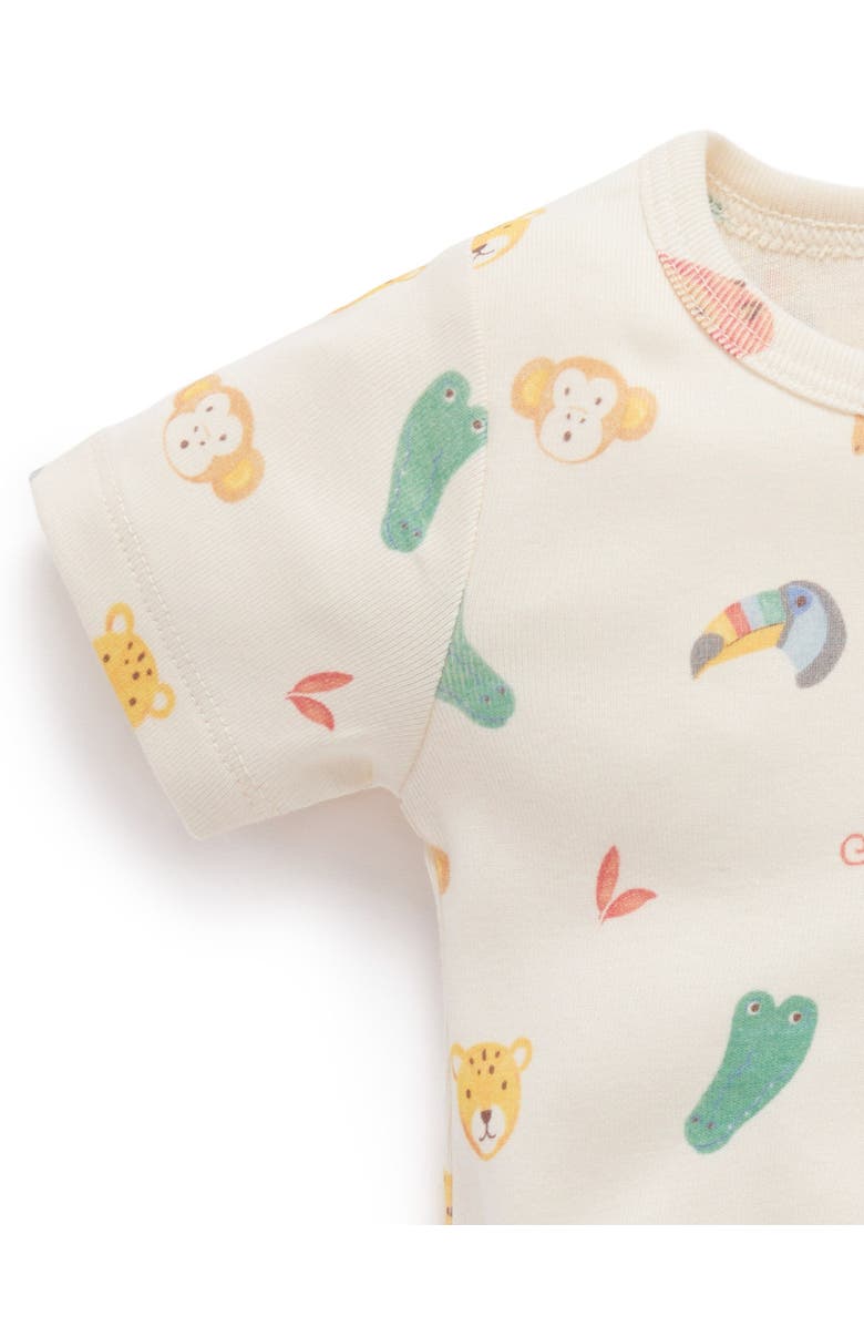 Purebaby 2 Pack Short Sleeve Ribbed Bodysuit Animal, Alternate, color, Fiesta Heads Print