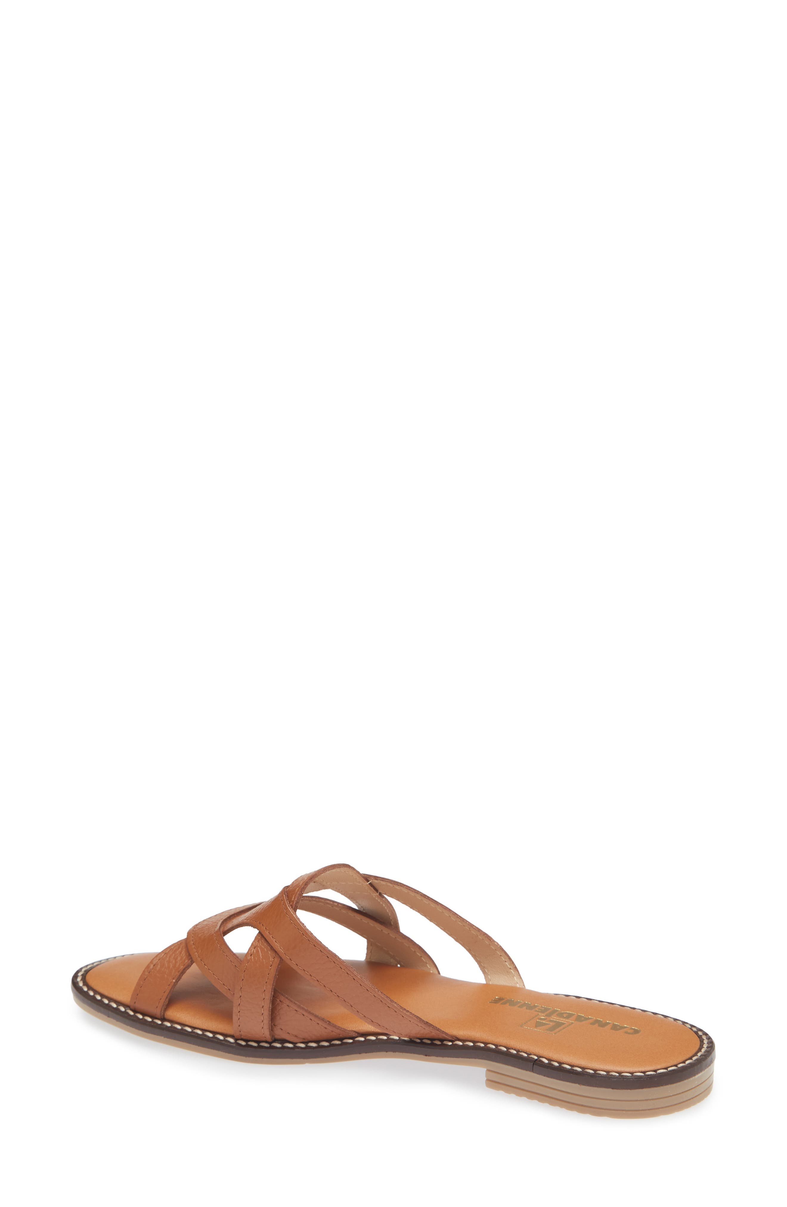 Francine Leather Slide Sandal, Alternate, color, COGNAC