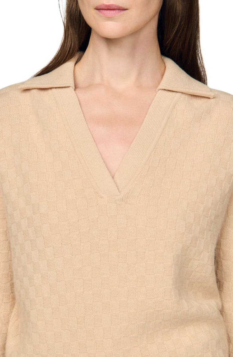 SANDRO Polo-neck sweater, Alternate, color, Beige