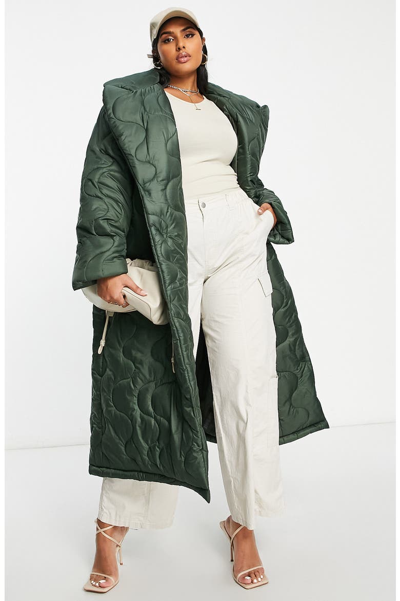 Curve Longline Quilted Jacket, Main, color, KHAKI