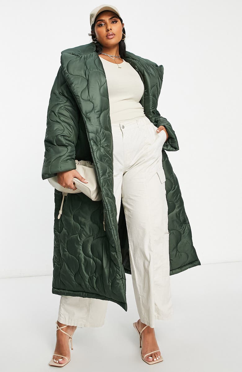 ASOS DESIGN Curve Longline Quilted Jacket, Main, color, 