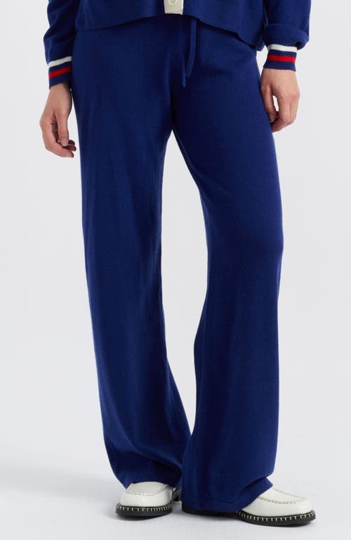 Chinti & Parker Snoopy Nautical Wide Leg Wool Cashmere Pants In Admiral Blue/multi