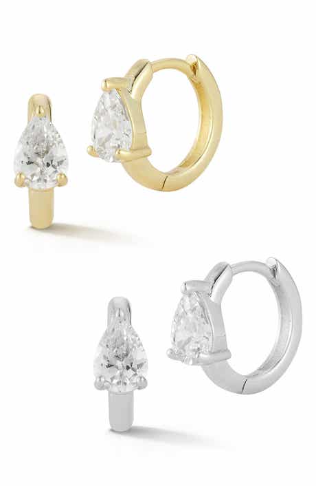 Set of 2 Cubic Zirconia Small Hoop Earrings