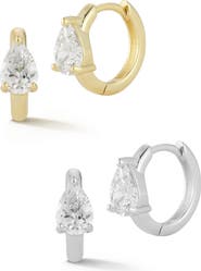 GLAZE JEWELRY Set of 2 Cubic Zirconia Small Hoop Earrings