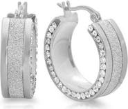 STEELTIME Stainless Steel Stone Hoop Earrings