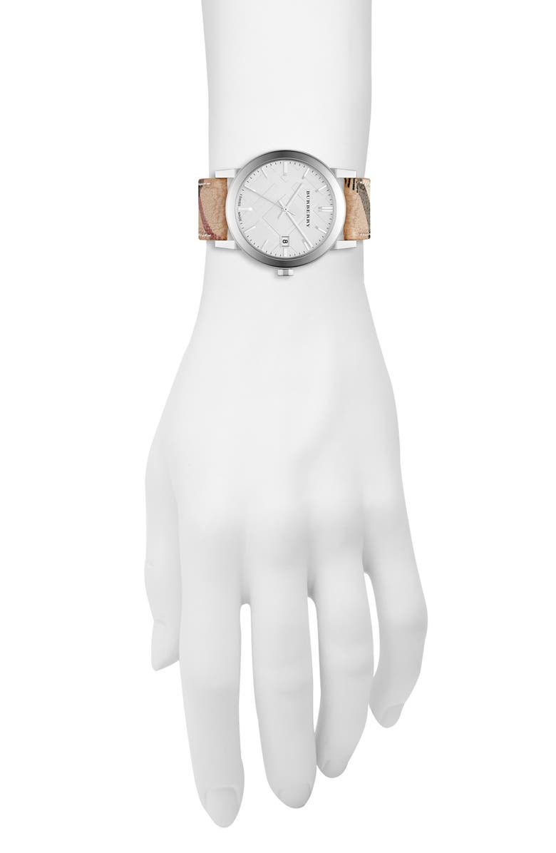 Burberry Large Check Strap Watch, 38mm, Alternate, color,