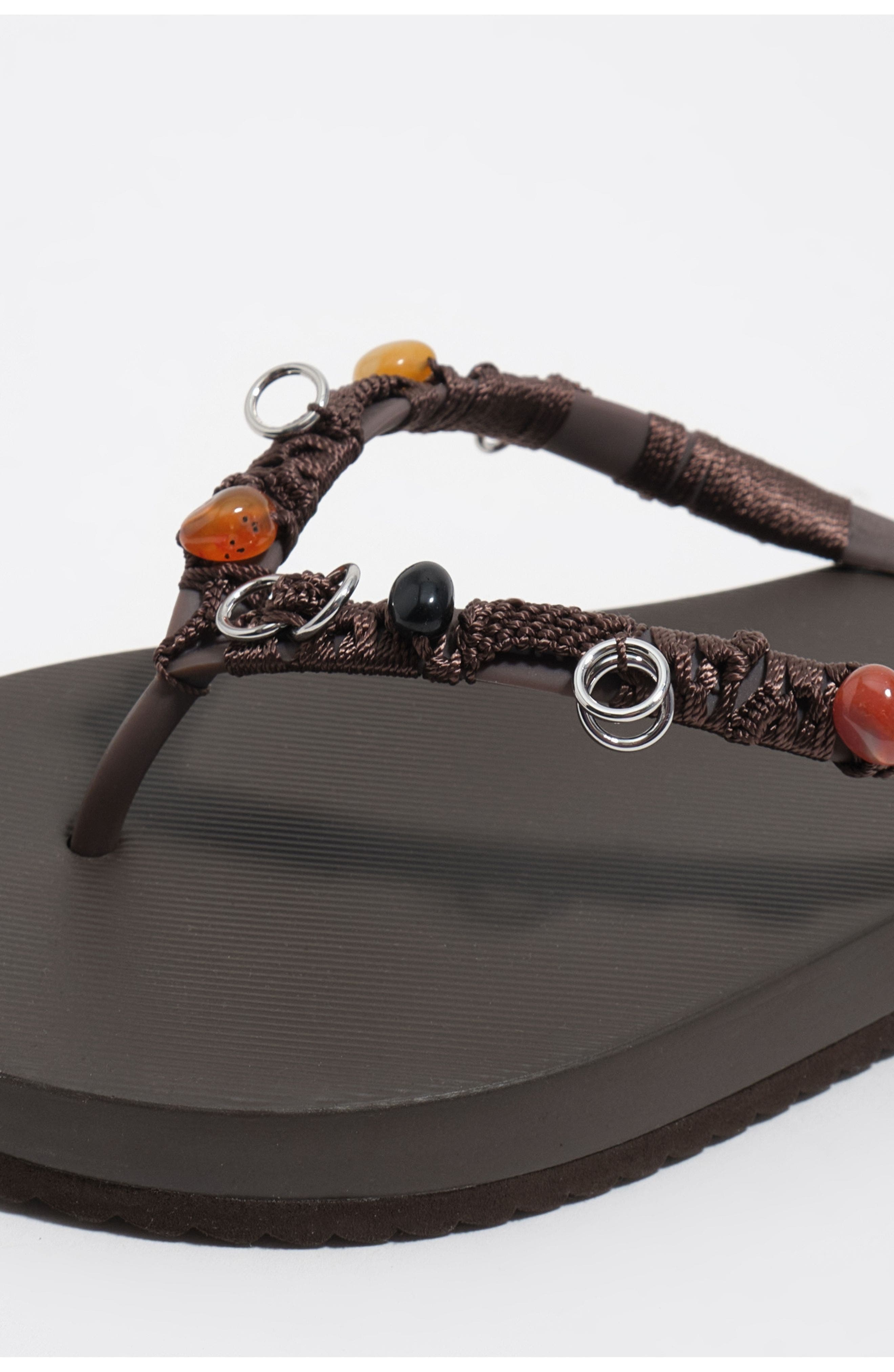 Bimba y Lola Embellished Flip-Flop Sandal, Alternate, color, Dark Brown