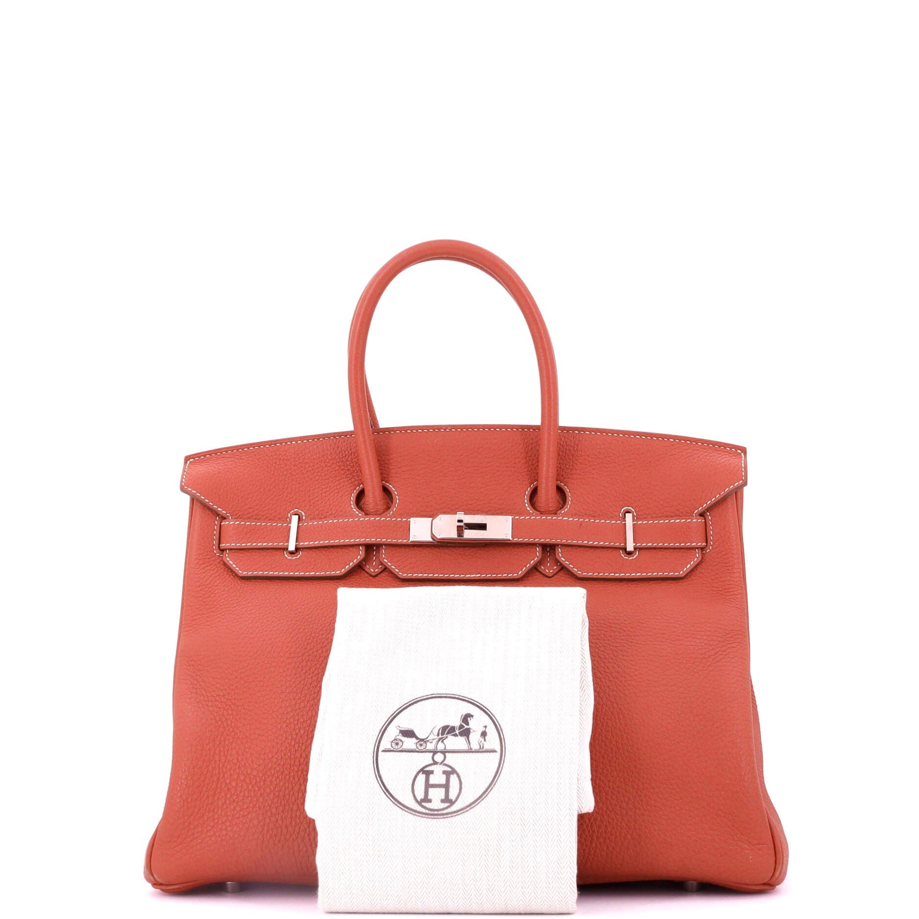 Pre-Owned Hermes Birkin Handbag Orange Clemence with Palladium Hardware 35, Alternate, color, 
