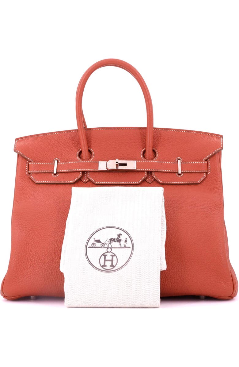 Pre-Owned Hermes Birkin Handbag Orange Clemence with Palladium Hardware 35, Alternate, color,