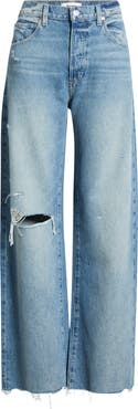 PAIGE Arellia Skimmer Covered Button Fly Wide Leg Jeans
