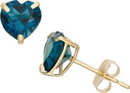 FZN 10K Gold Topaz Heart Stud Earrings