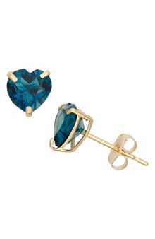 FZN 10K Gold Topaz Heart Stud Earrings
