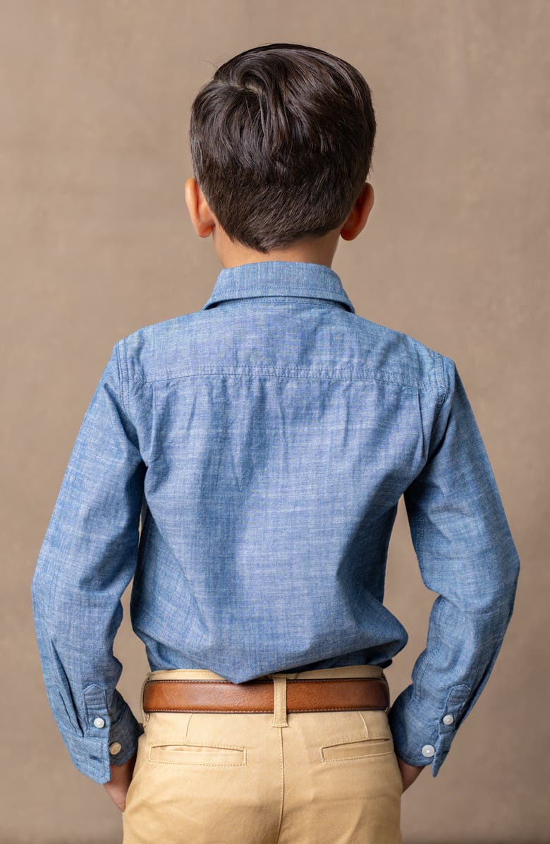 Hope & Henry Kids' Organic Long Sleeve Chambray Button Down Shirt, Alternate, color, Blue Chambray