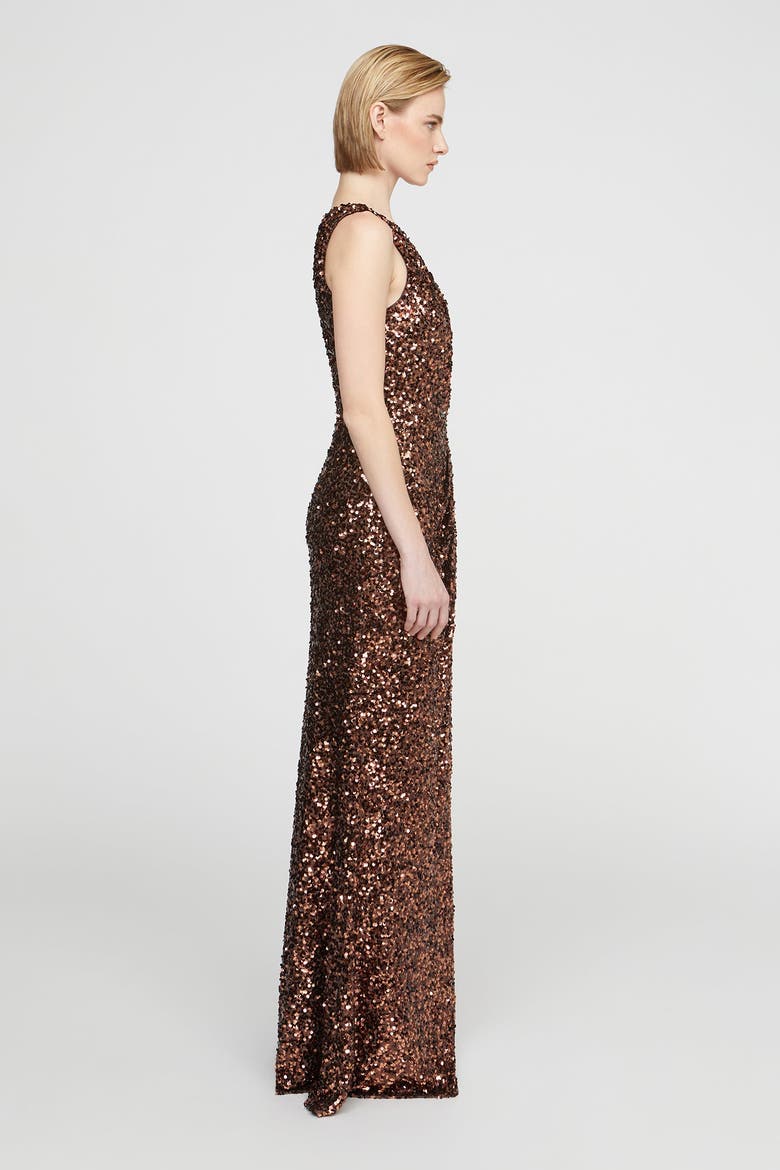 Lexi Sequin Gown, Alternate, color, Copper Confetti