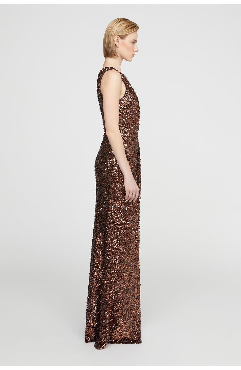 HALSTON Lexi Sequin Gown, Alternate, color, Copper Confetti