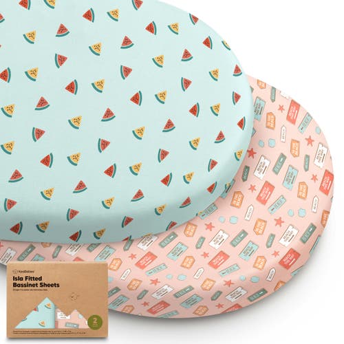Keababies 2-pack Isla Fitted Bassinet Sheets In Beach Day
