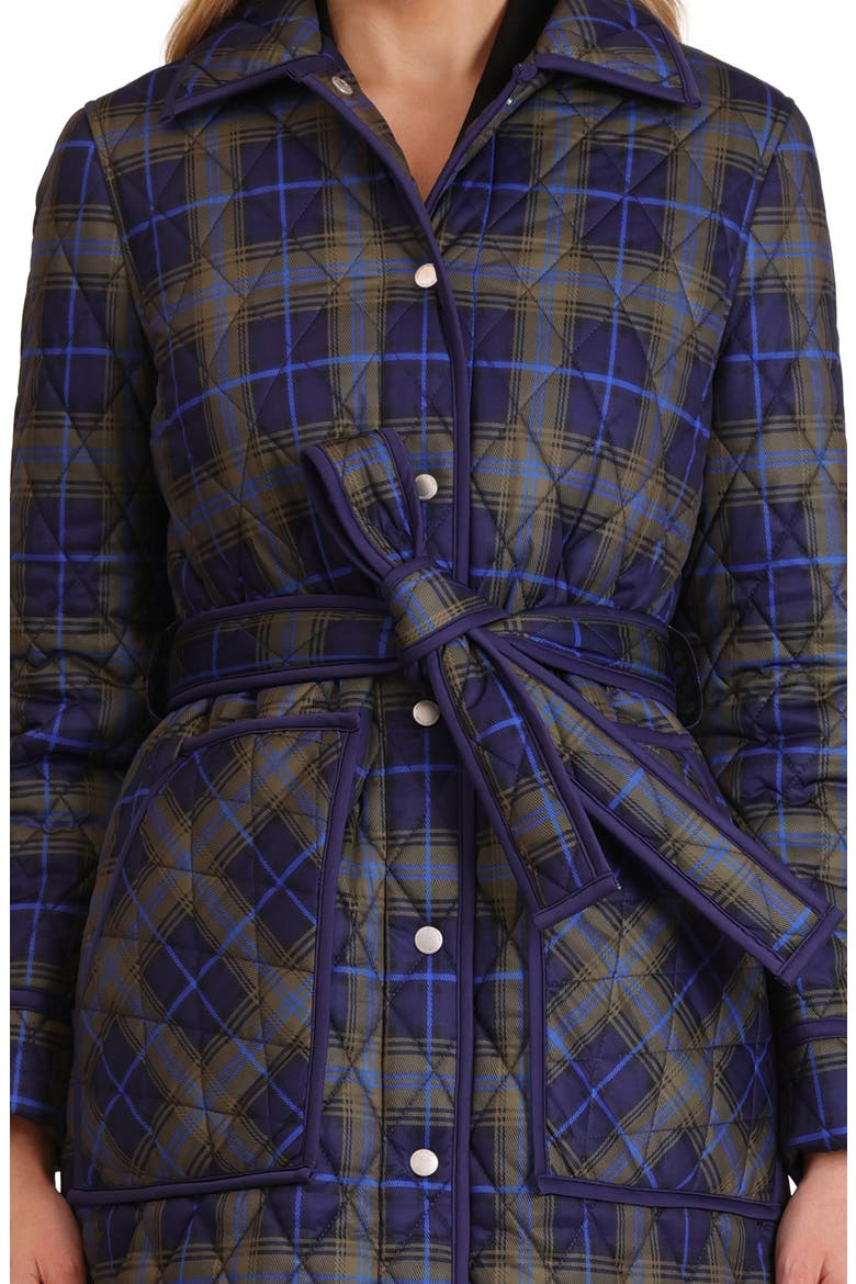 Tie Waist Quilted Jacket, Alternate, color, NAVY PLAID