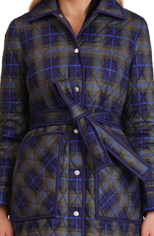 Avec Les Filles Tie Waist Quilted Jacket In Blue